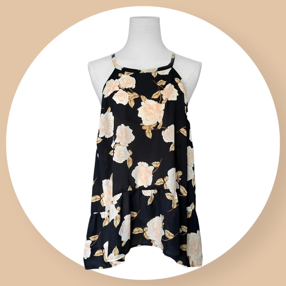 Torrid Floral Hi-Lo Georgette Halter Cami Top Size 0 Flowy Drop Waist Trendy - Picture 4 of 13